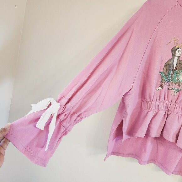 Offing Women Sweatshirt French Terry Sz L Casual Fun Graphic made in Korea - Picture 9 of 15